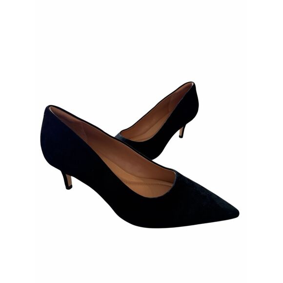 Nordstrom Rack Pumps Size 9 Black Leather Pointed Toe Cushioned - Picture 1 of 7